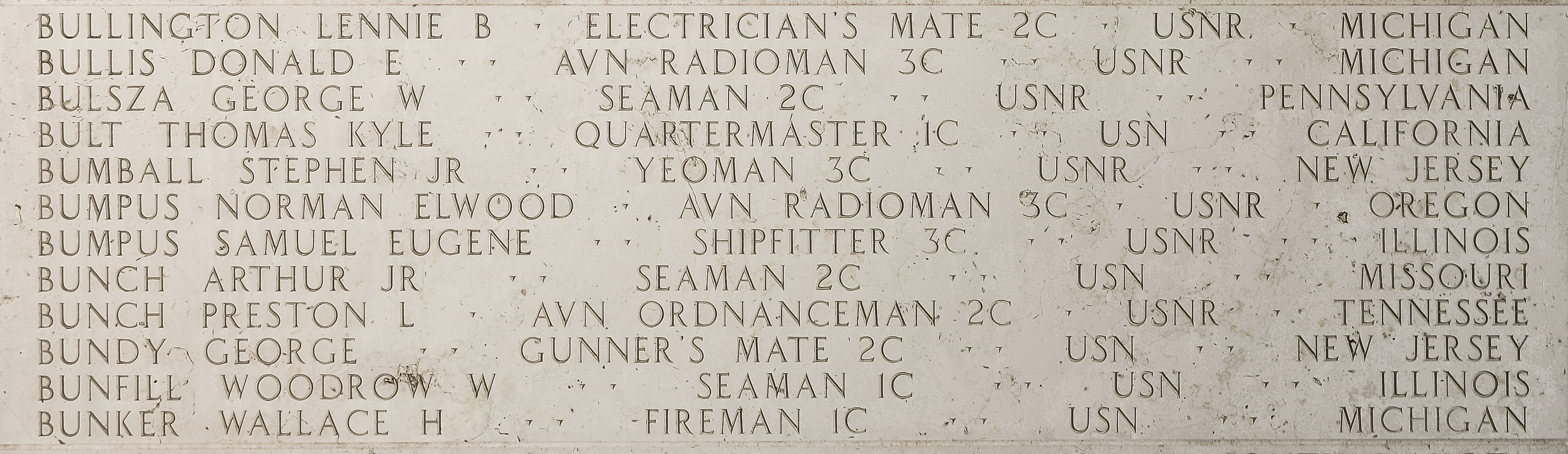 Norman Elwood Bumpus, Aviation Radioman Third Class